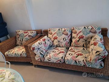 Divano e poltrona in Rattan