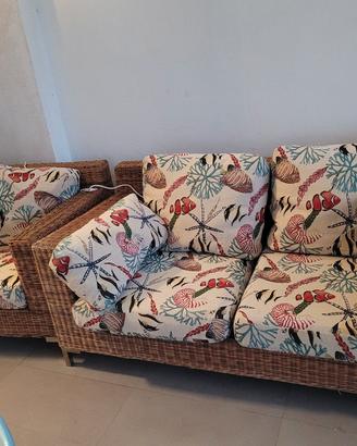 Divano e poltrona in Rattan