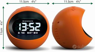 Orologio LCD digitale retro rotondo arancione