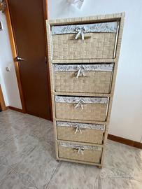 Cassettiera vimini 5 cassetti verde