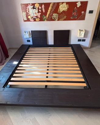 Letto stile futon giapponese con rete a doghe
