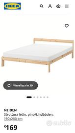 Struttura letto matrimoniale con doghe
