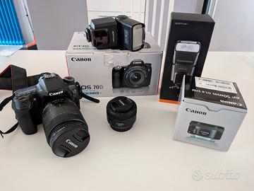 Reflex Canon EOS 70D + obiettivi + accessori