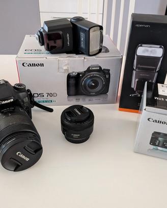 Reflex Canon EOS 70D + obiettivi + accessori