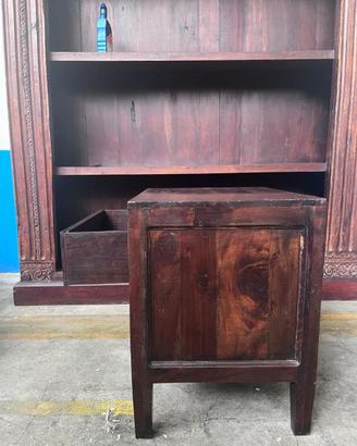 Comodino con 2 Cassetti in Legno Massello