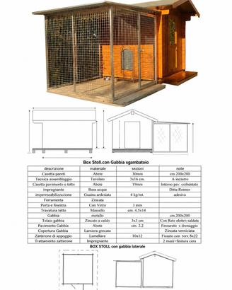 Box/Casetta per cani professionale con sgambatoio 