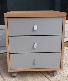 Cassettiera da scrivania / comodino, con rotelle