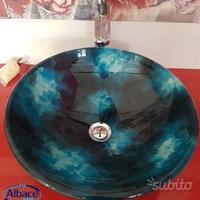 Lavabo in vetro temperato blu diam.42