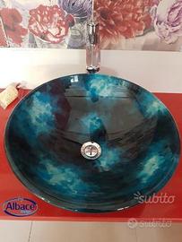 Lavabo in vetro temperato blu diam.42