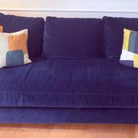 DIVANO 3 POSTI MAXI IN VELLUTO BLU