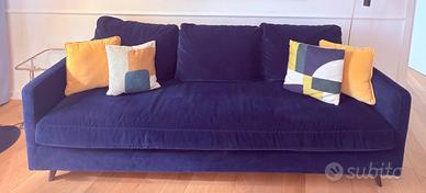 DIVANO 3 POSTI MAXI IN VELLUTO BLU