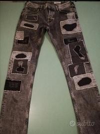jeans drain H&M grigio nero strappati toppe super 