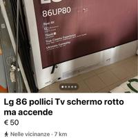Tv LG 86 pollici 4k uhd televisore schermo rotto