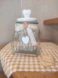 Biscottiera in vetro e ceramica