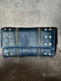 Portafoglio donna blu borchie stile fashion