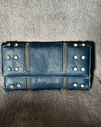 Portafoglio donna blu borchie stile fashion