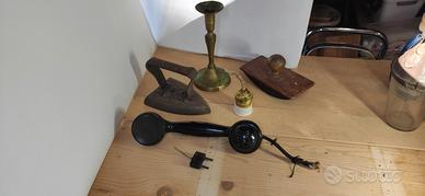 antiquariato pezzi vari,candelabro,lampada vetro..