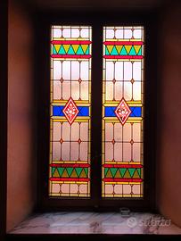2 vetrate artistiche-  vetro cattedrale legato a p