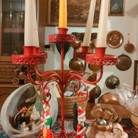 PORTACANDELE/CANDELABRO IN FERRO LAVORATO A MANO  