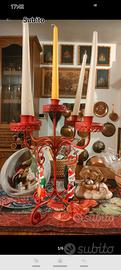 PORTACANDELE/CANDELABRO IN FERRO LAVORATO A MANO  