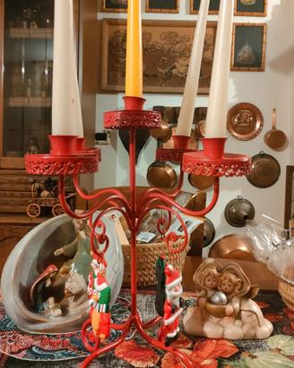 PORTACANDELE/CANDELABRO IN FERRO LAVORATO A MANO  
