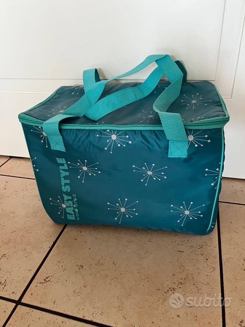 Borsa portapranzo blu e bianca