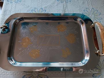 vassoio acciaio inox oro 24 k 