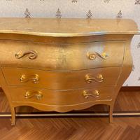 Comò in legno bombato oro 3 cassetti