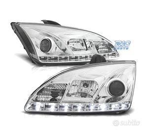 FARI FORD FOCUS 04-08 LUCE DIURNA A LED FONDO CROM
