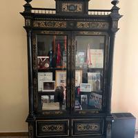 Cristalliera ebano nero intarsio in madre perla