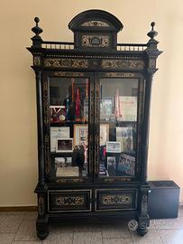 Cristalliera ebano nero intarsio in madre perla