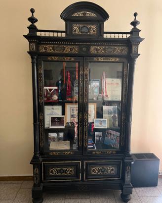 Cristalliera ebano nero intarsio in madre perla