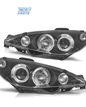 FARI PEUGEOT 206 98-08 ANGEL EYES SFONDO NERO H4