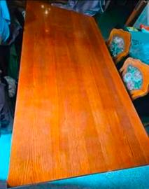 tavolo e cristalliera in rovere