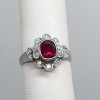 COD.1244.25 ANELLO ORO BIANCO ROSA ROSSA