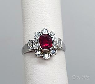 COD.1244.25 ANELLO ORO BIANCO 18K 750 RUBINO