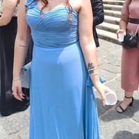 Abito da cerimonia azzurro con stola