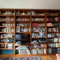 Grande libreria in ciliegio con spazio TV