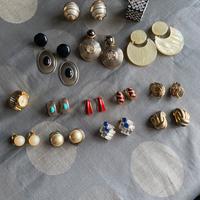 Orecchini clip vintage, ciondoli, anello