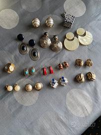 Orecchini clip vintage, ciondoli, anello