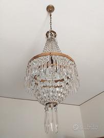 Lampadario + 2 abat jour in cristallo