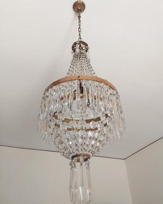 Lampadario + 2 abat jour in cristallo