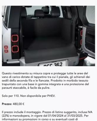 Defender PROTEZIONE TRAPUNTATA PER VANO DI CARICO