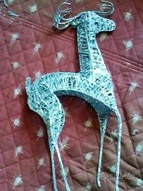 Scultura RENNA stilizzata argentata-glitterata