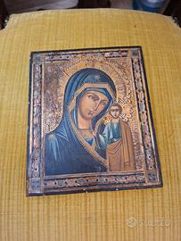 antica Icona sacra Madonna con Bambino kazanskaya 