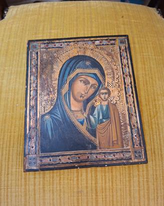 antica Icona sacra Madonna con Bambino kazanskaya 