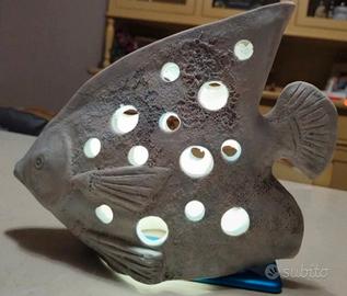 Pesce ornamentale porta lumino in gesso 