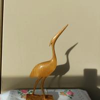 Statuetta airone in legno di faggio anni '60