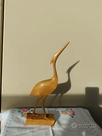 Statuetta airone in legno di faggio anni '60