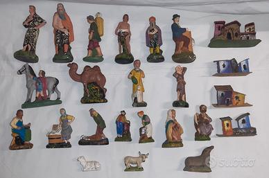 Statuine presepio in gesso dipinte a mano anni '30